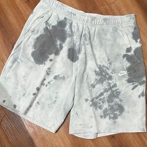 Nike Gray and White Tie-Dye Shorts